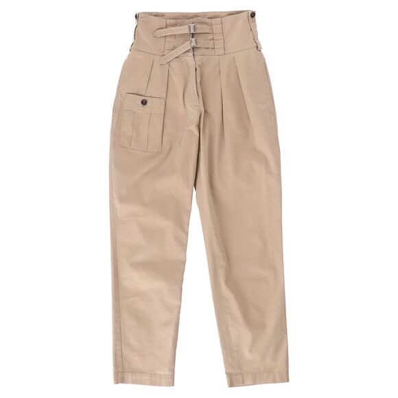 Dolce & Gabbana Double-Belted High-Rise Trousers in Brown Cotton